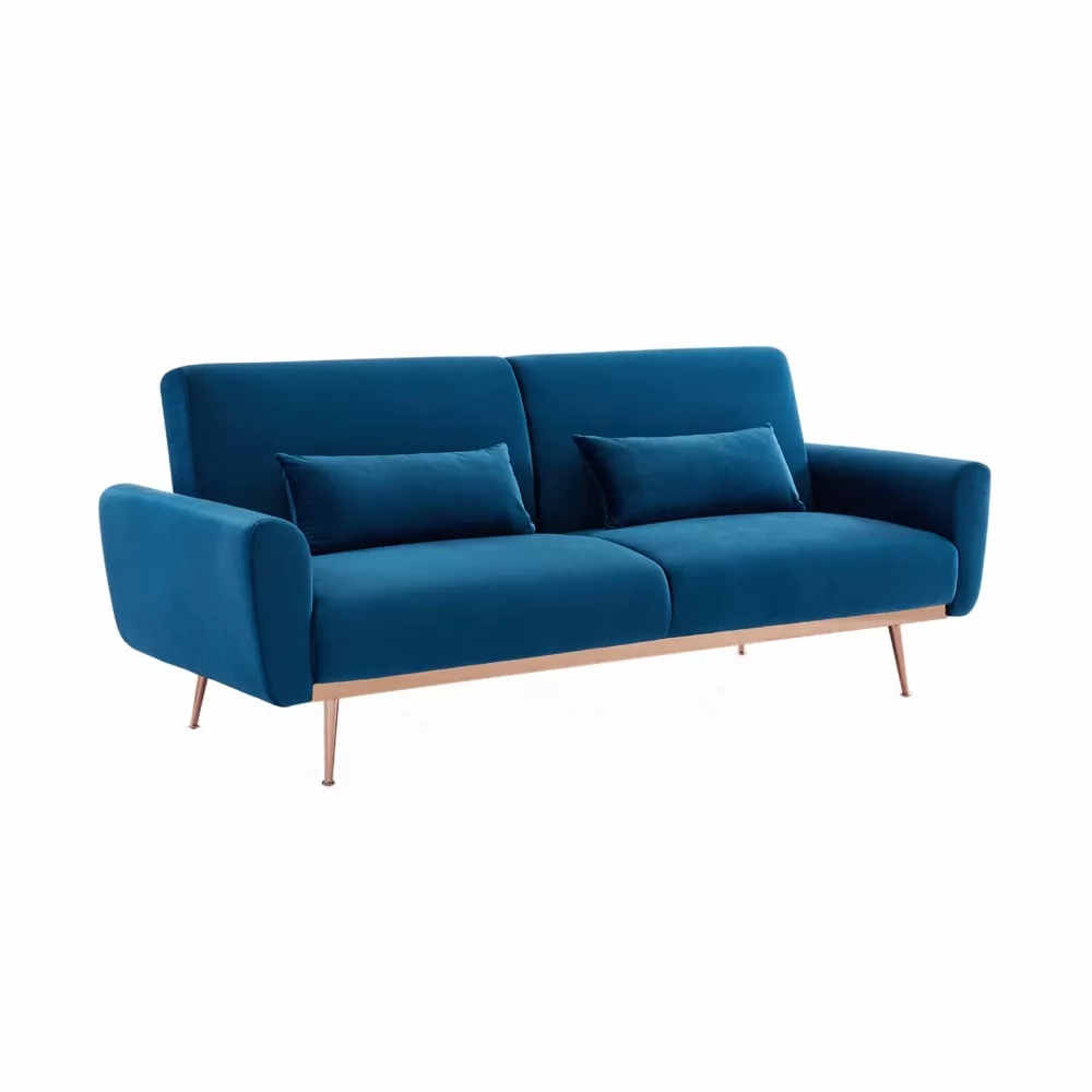 Canapé convertible en velours avec pieds fins or