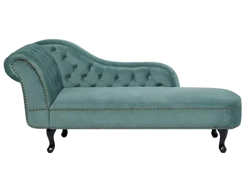 Chaise longue côté velours menthe