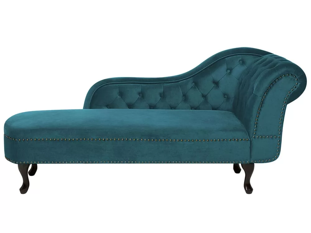 Chaise longue côté velours paon