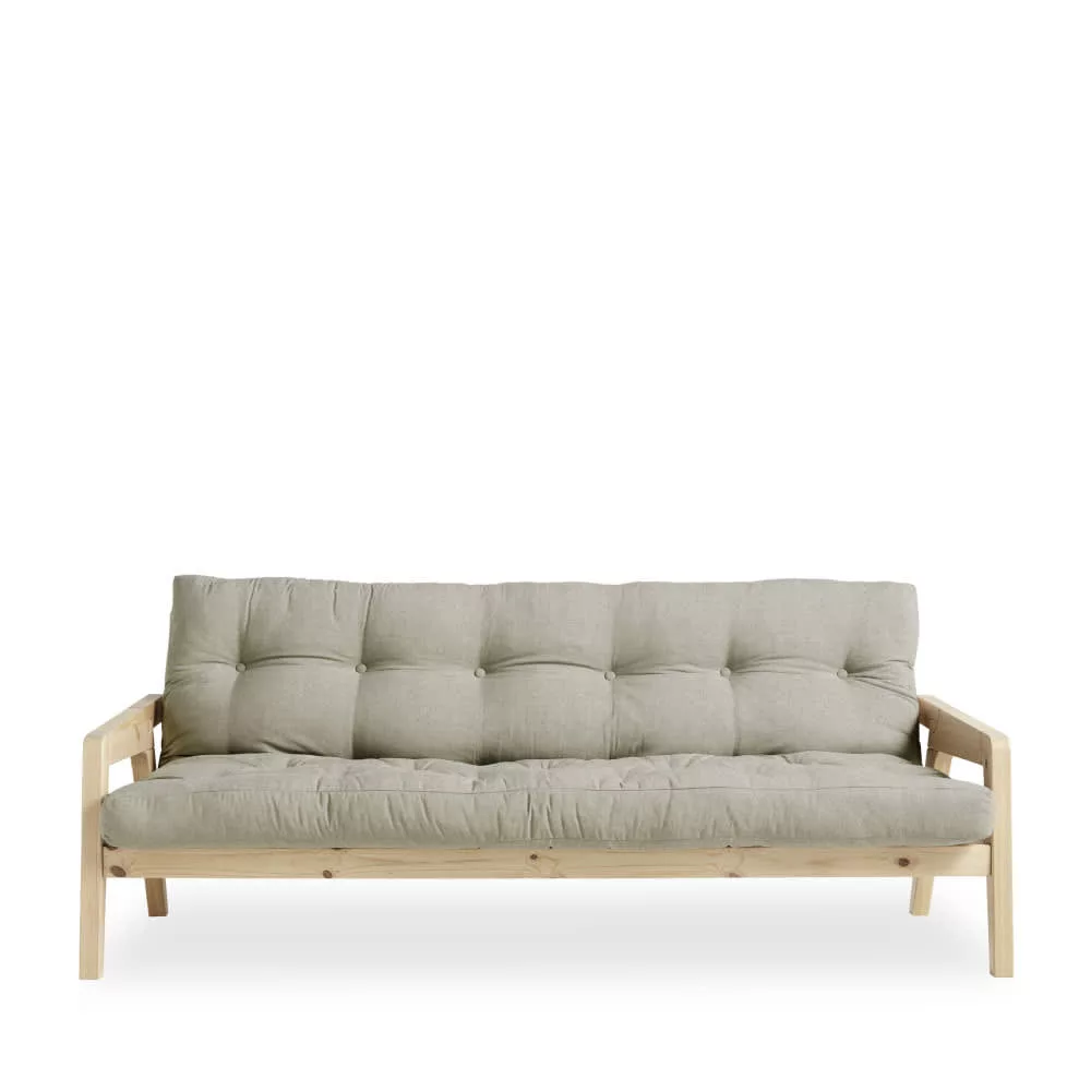Canapé convertible en bois et tissu 2 places – lin