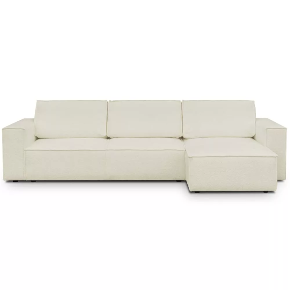Canapé d'angle convertible réversible 5 places en tissu bouclé