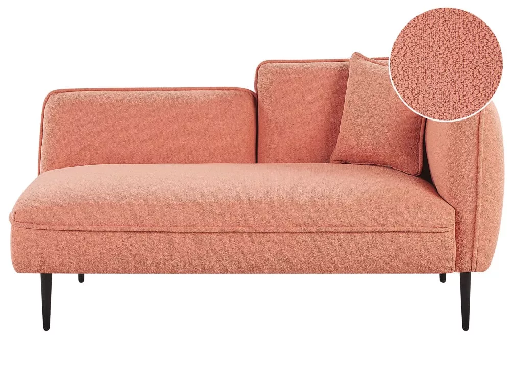 Chaise longue côté bouclé pêche