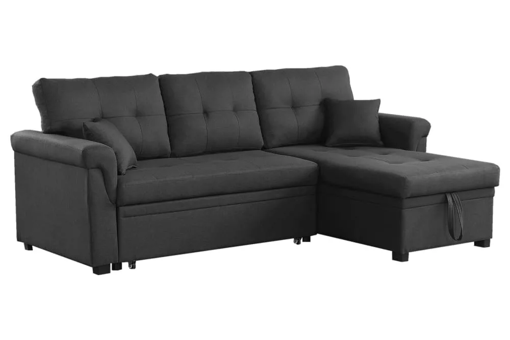 Canapé d'angle convertible 4 places en tissu