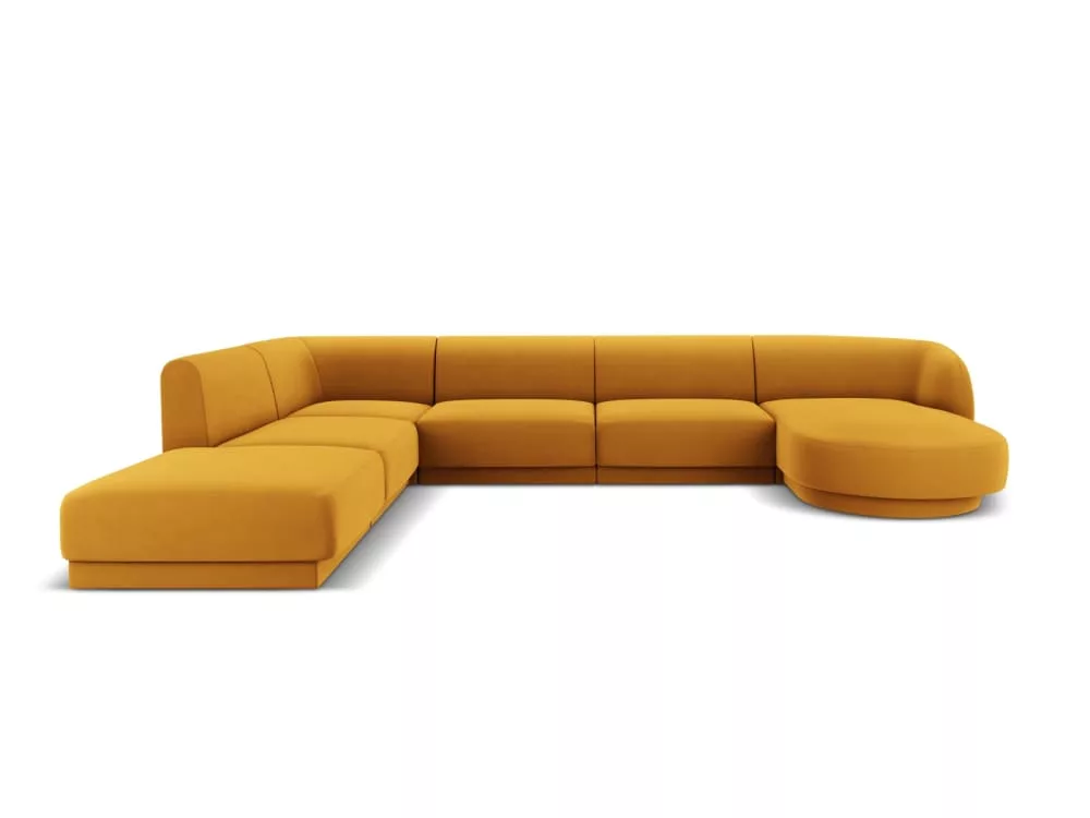 Canapé d'angle côté 6 places en tissu velours