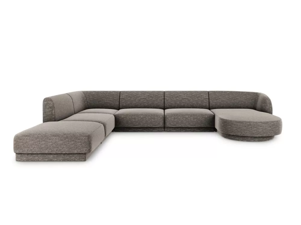 Canapé d'angle côté 6 places en tissu chenille