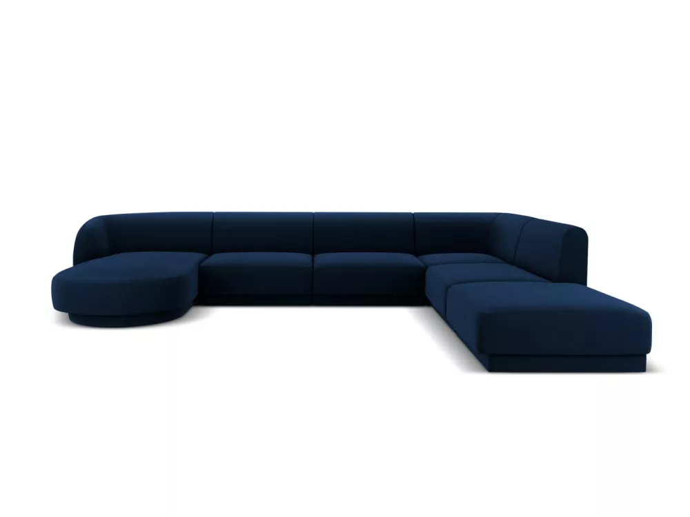 Canapé d'angle côté 6 places en tissu velours roi