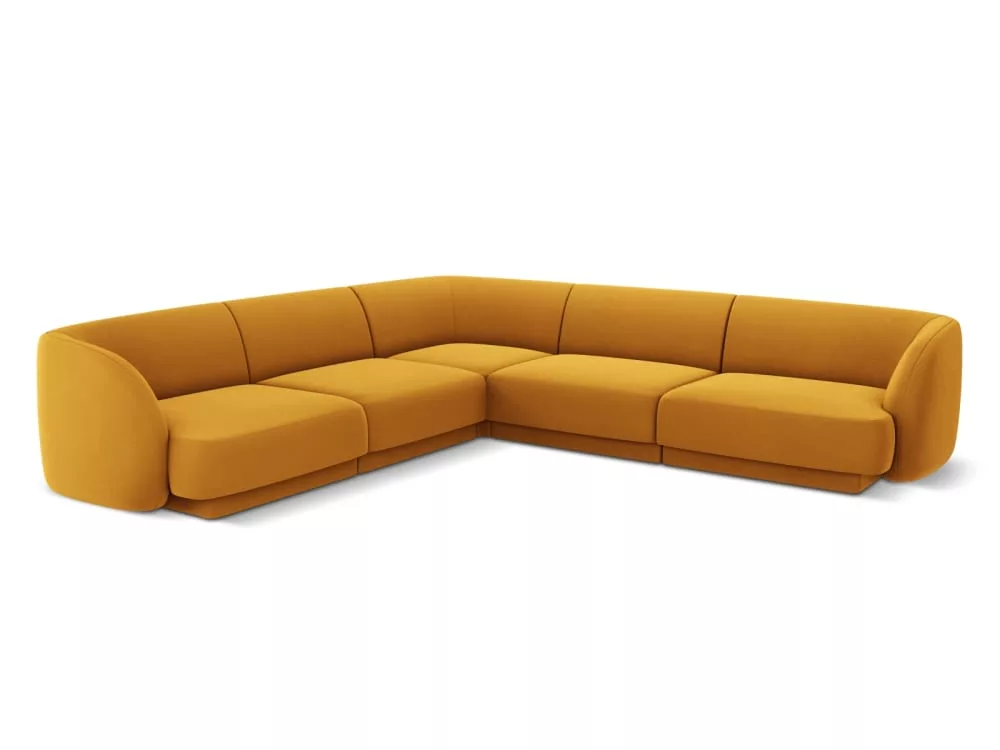 Canapé d'angle symétrique 5 places en tissu velours