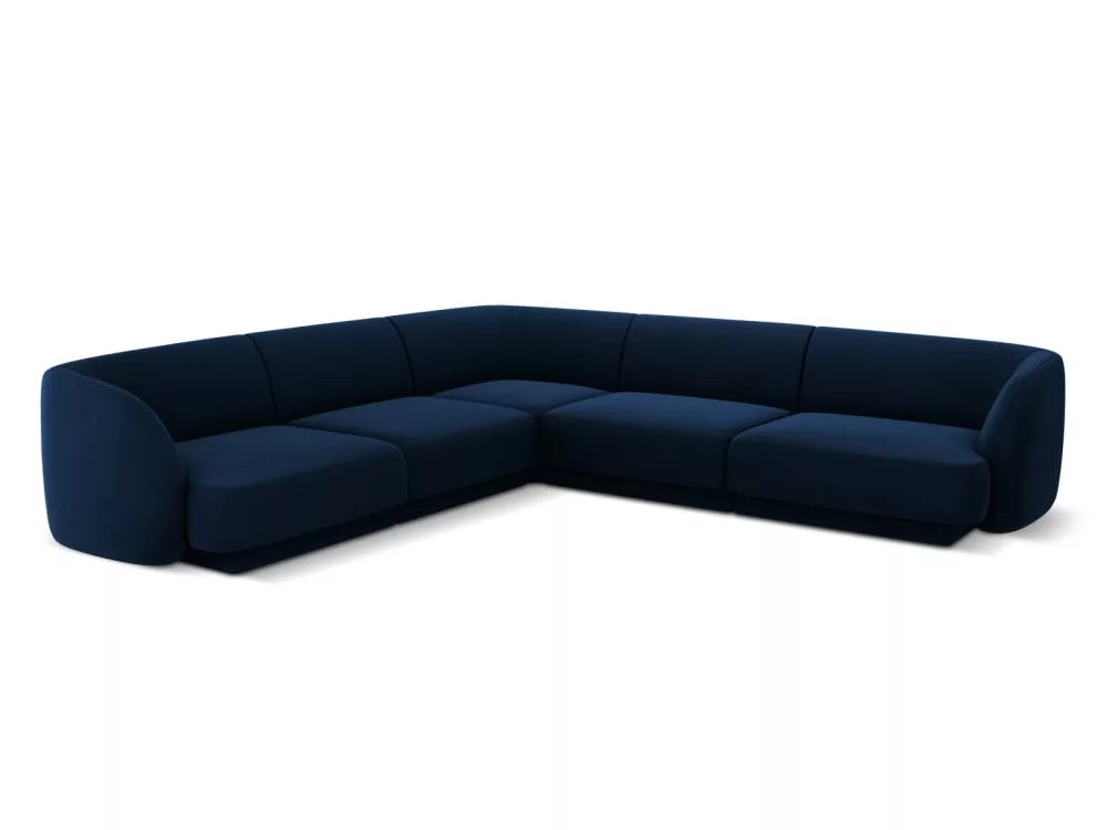 Canapé d'angle symétrique 5 places en tissu velours roi