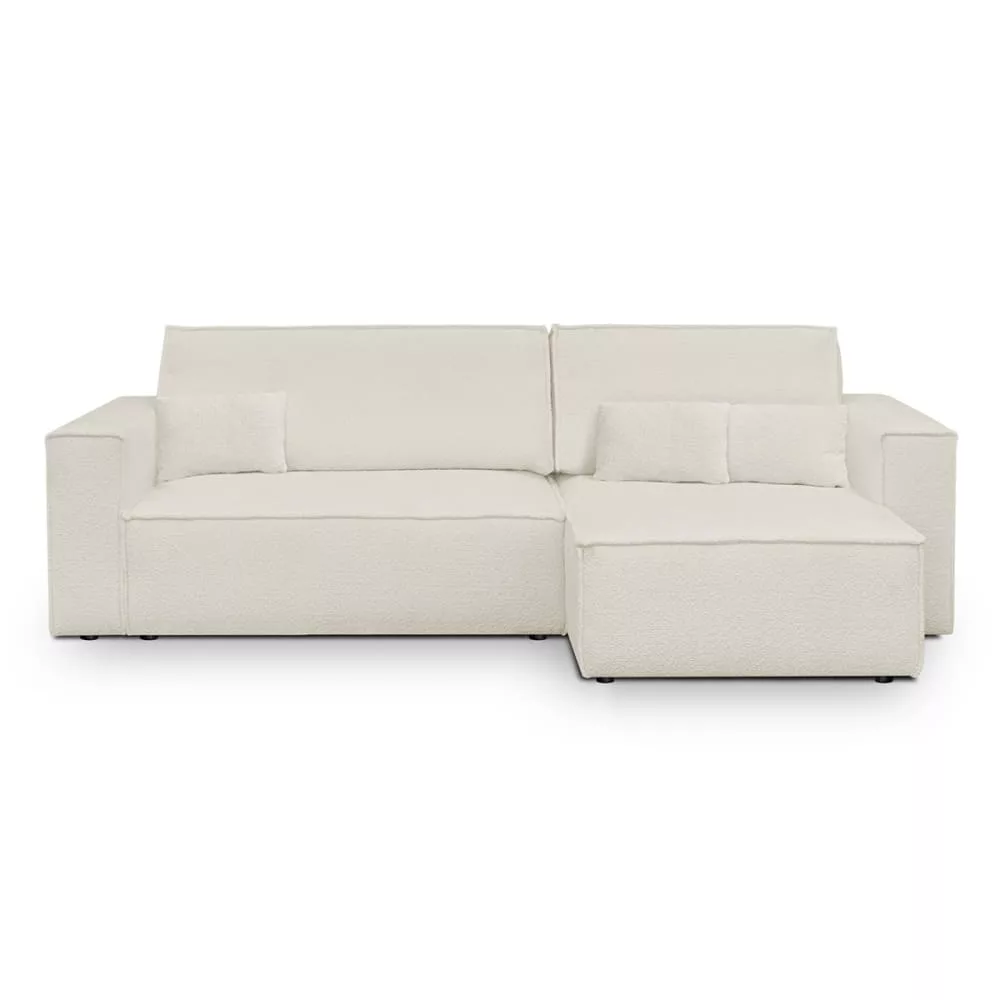 Canapé d'angle convertible 4 places en tissu bouclé