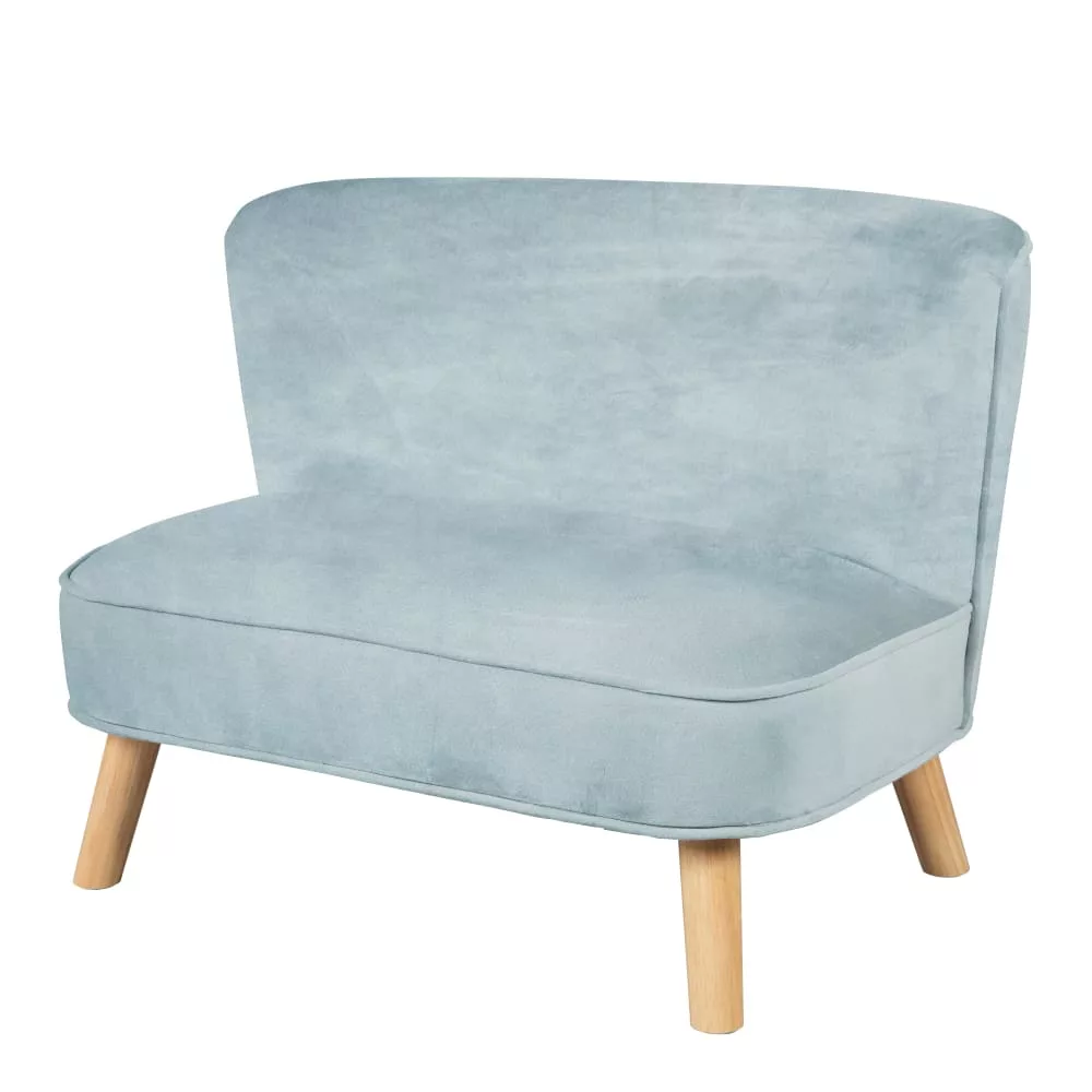 Canapé enfant scandinave en velours avec pieds bois