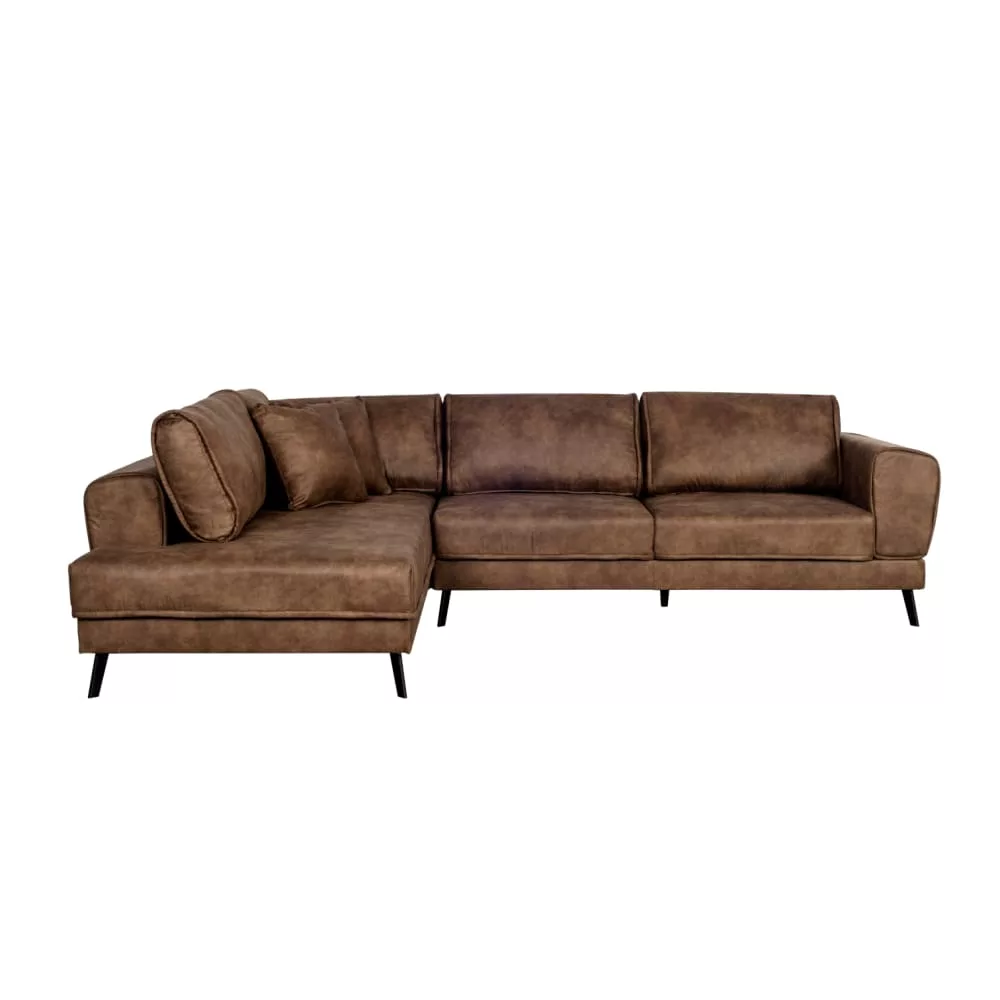 Canapé d'angle convertible 2 coffres en tissu industriel