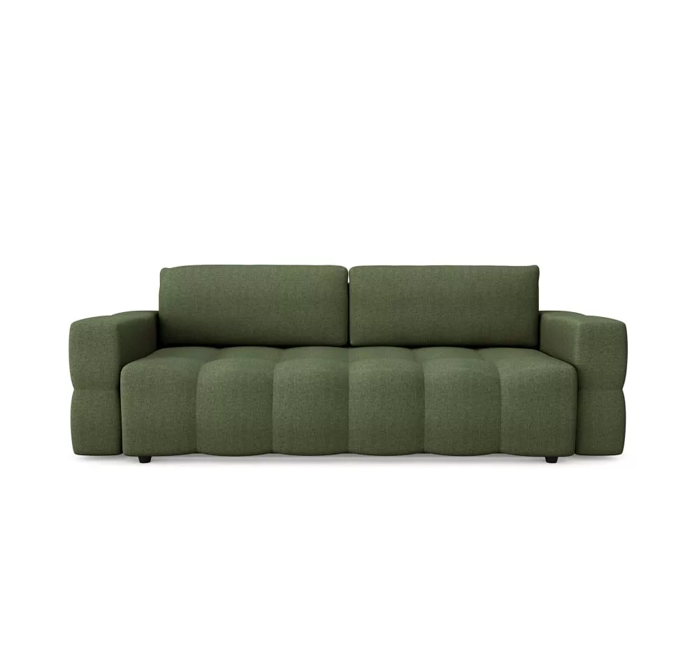 Canapé convertible coffre noyer 4 places en tissu tramé