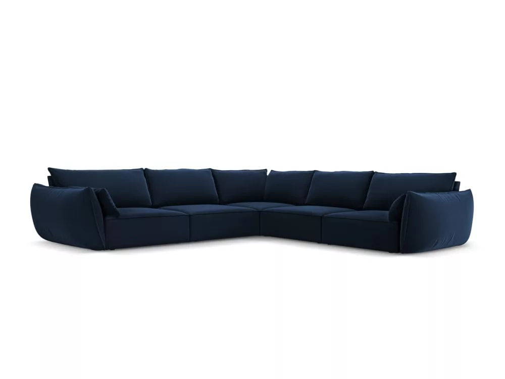 Canapé d'angle symétrique 7 places en tissu velours roi