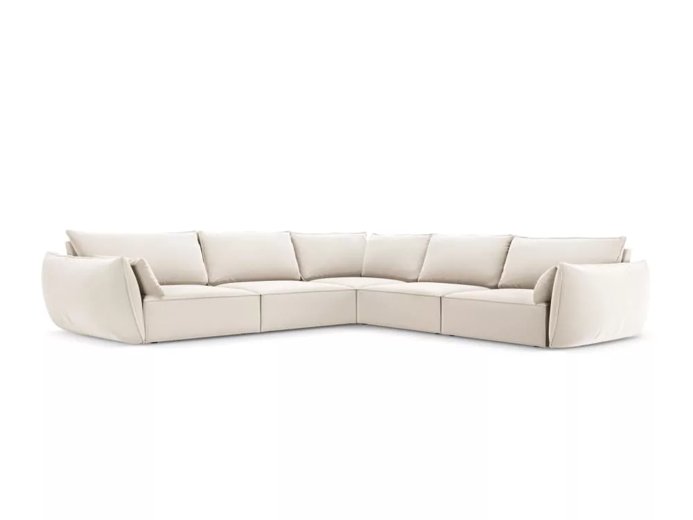 Canapé d'angle symétrique 7 places en tissu velours