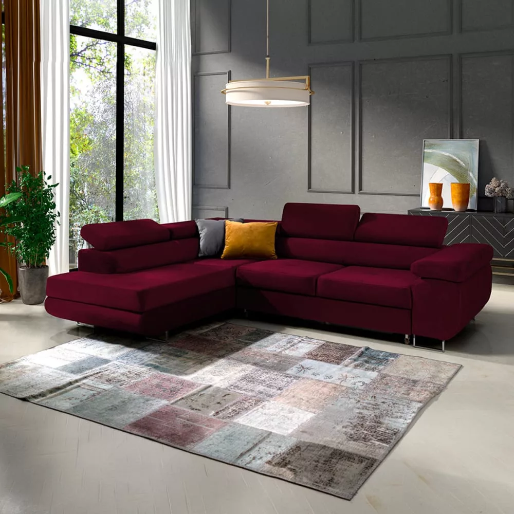 Canapé d'angle convertible tissu velours