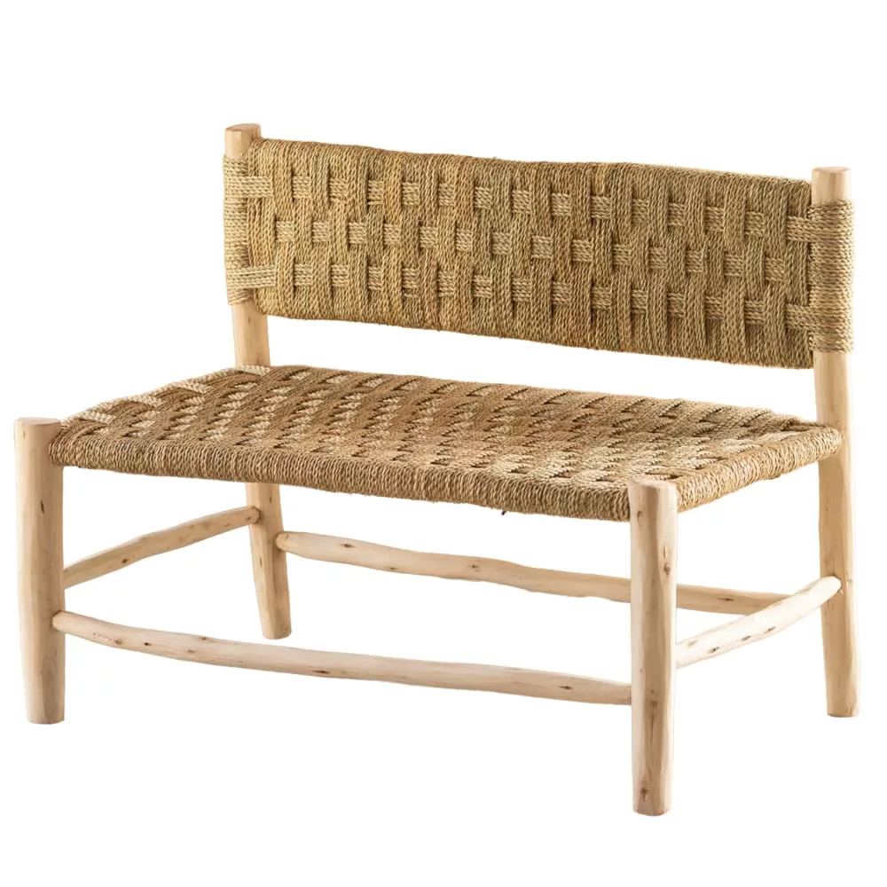 Grande banquette bois marocaine