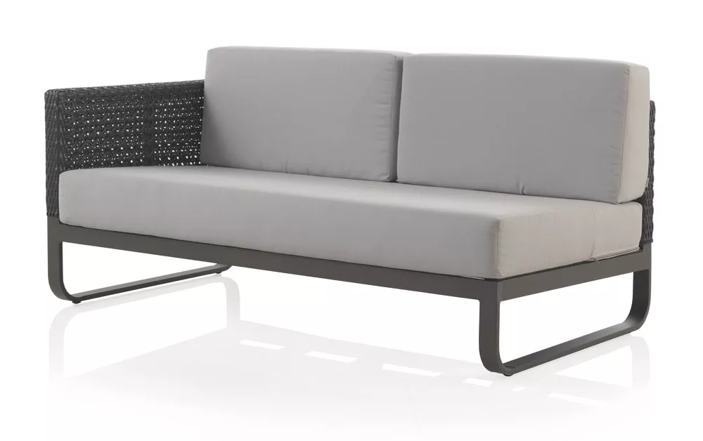 Canapé 2 places accoudoir aluminium avec coussins