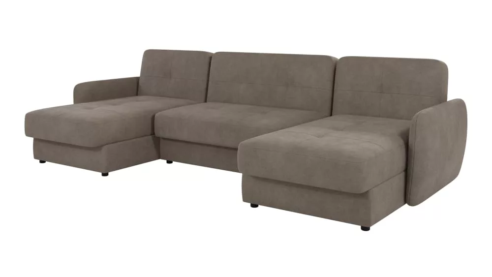 Canapé panoramique avec fonction couchage en microfibre
