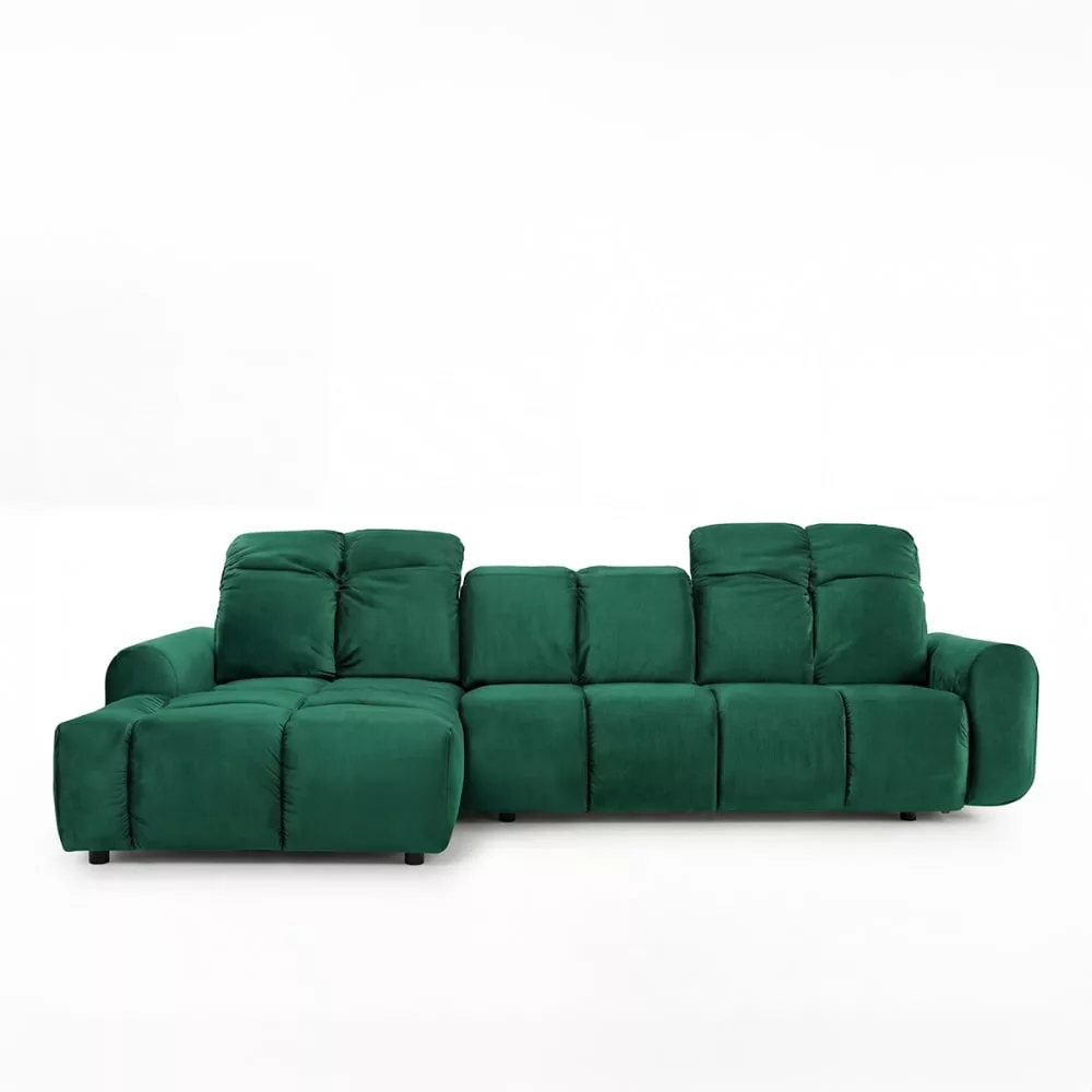 Canapé 3 places velours convertible angle malachite