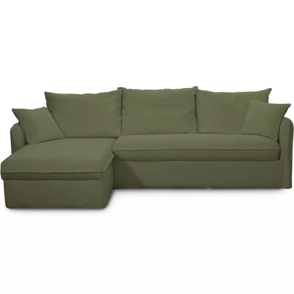 Canapé d'angle convertible express 5 places en tissu bouclette