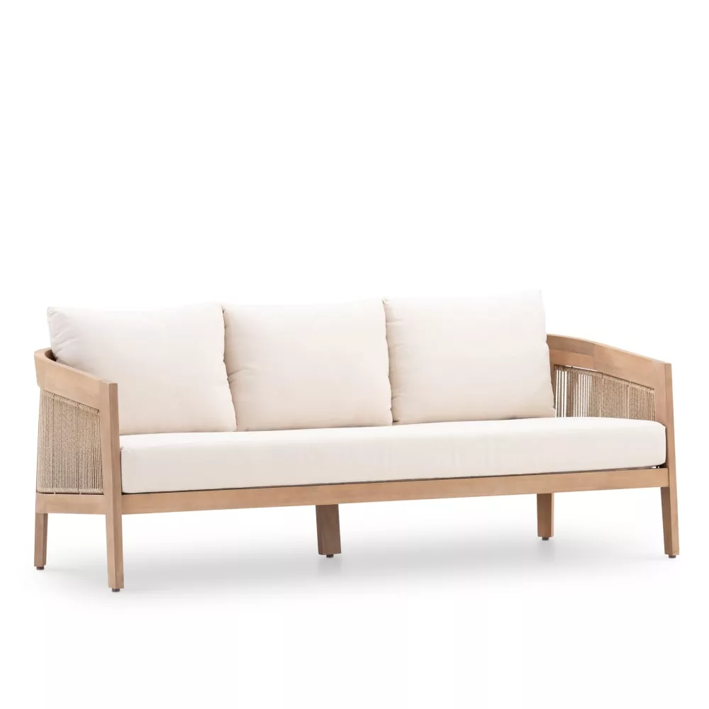 Canape jardin 3 places en bois et corde