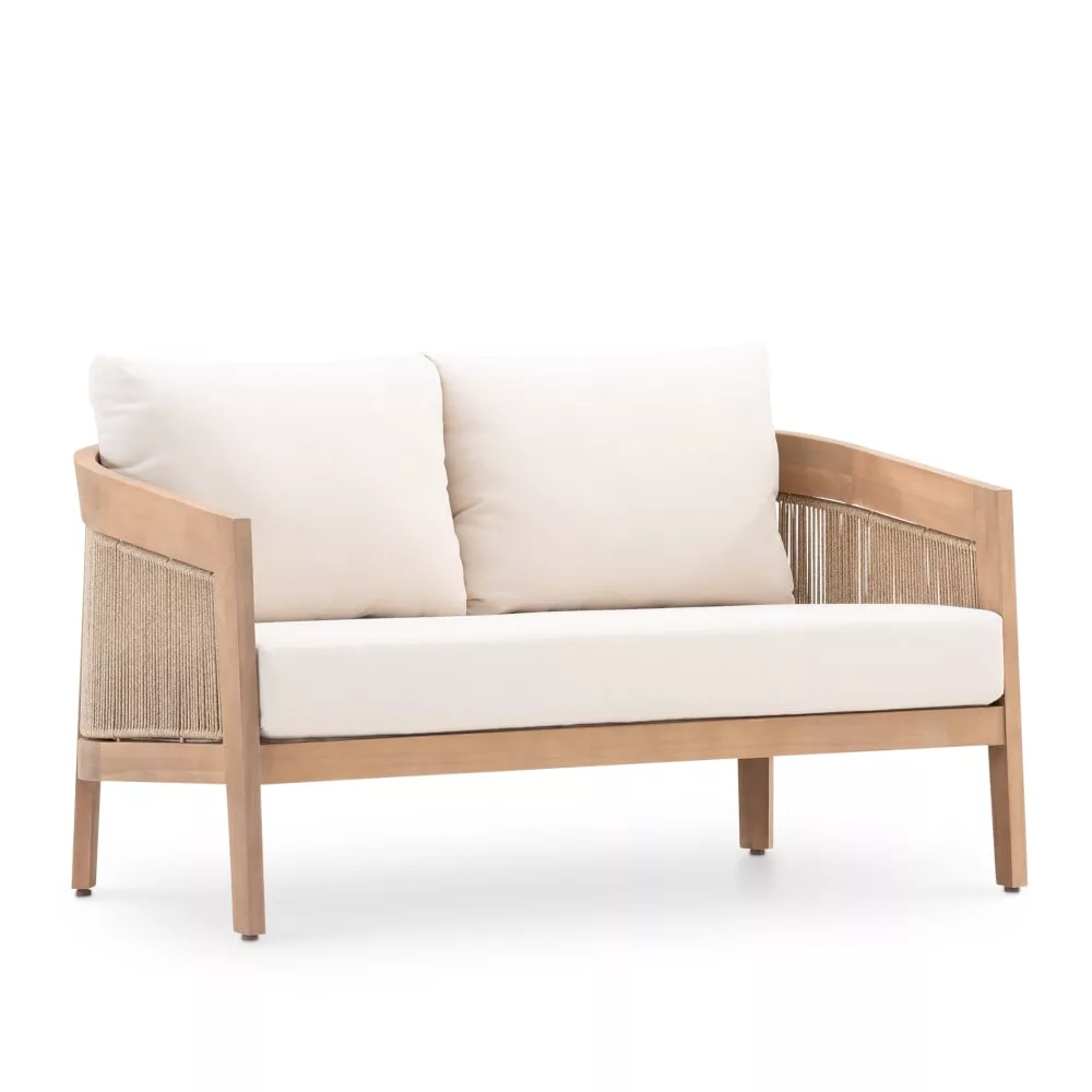 Canape jardin 2 places en bois et corde