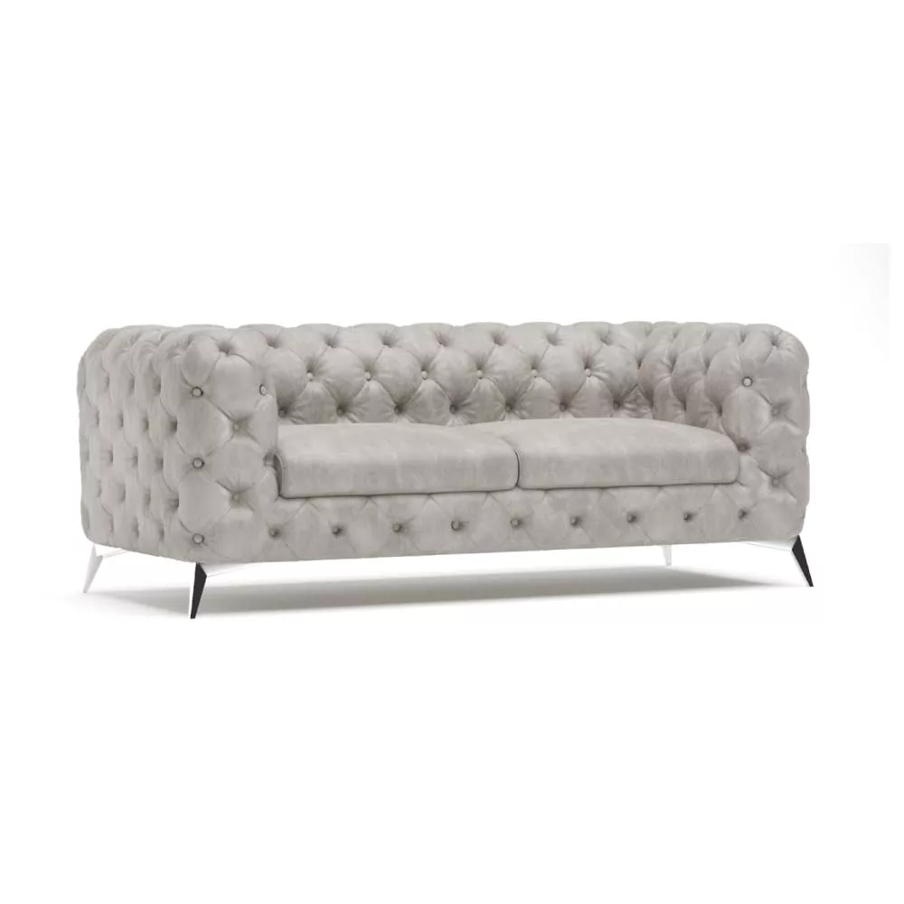 Canapé Chesterfield 3 places en velours avec pieds argentés