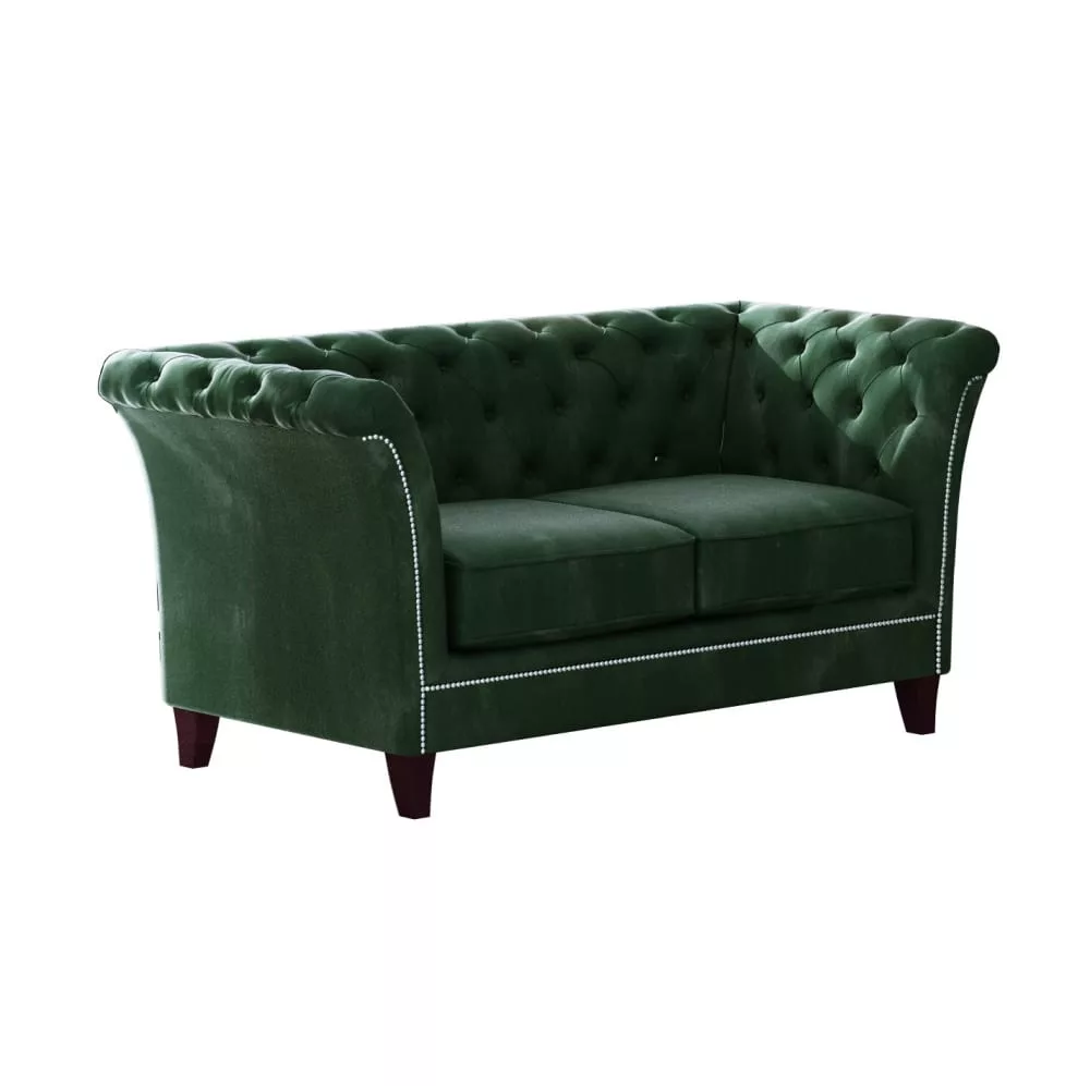 Canapé Chesterfield 2 places en velours, bouteille
