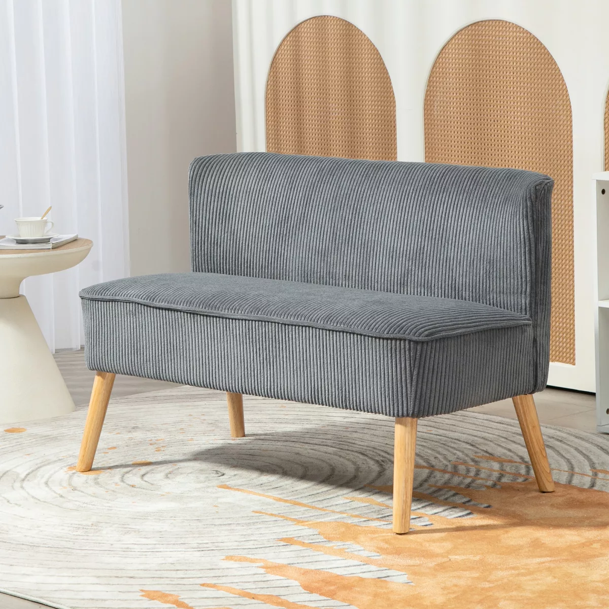 HOMCOM Canapé 2 places rembourré, bois, polyester velours, mousse