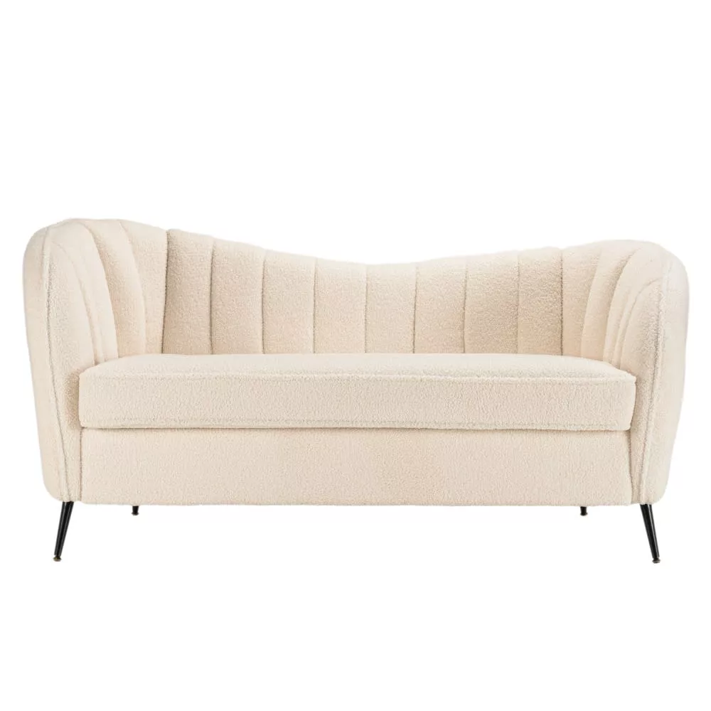 Canapé vague 2 places tissu bouclette pieds métal