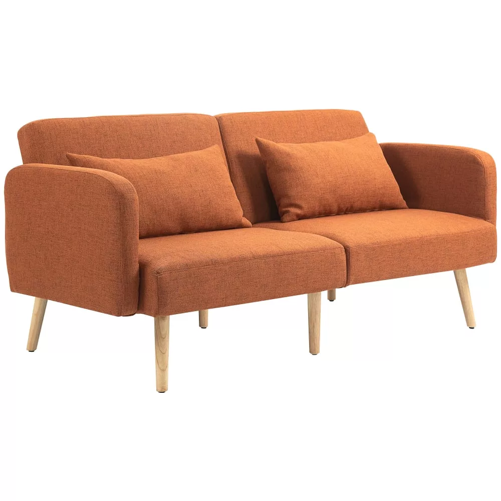 Canapé convertible 3 places scandinave inclinable tissu havane