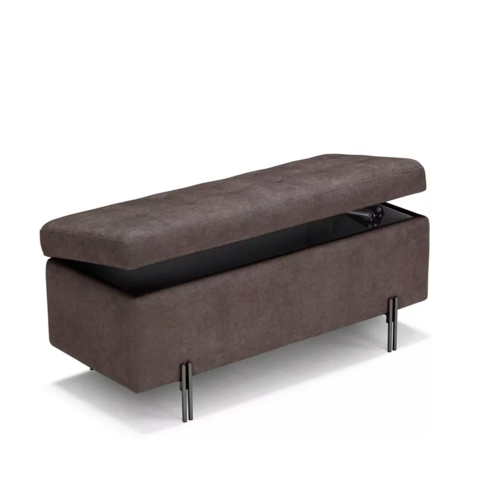 Banquette de rangement matelassée en tissu chenille
