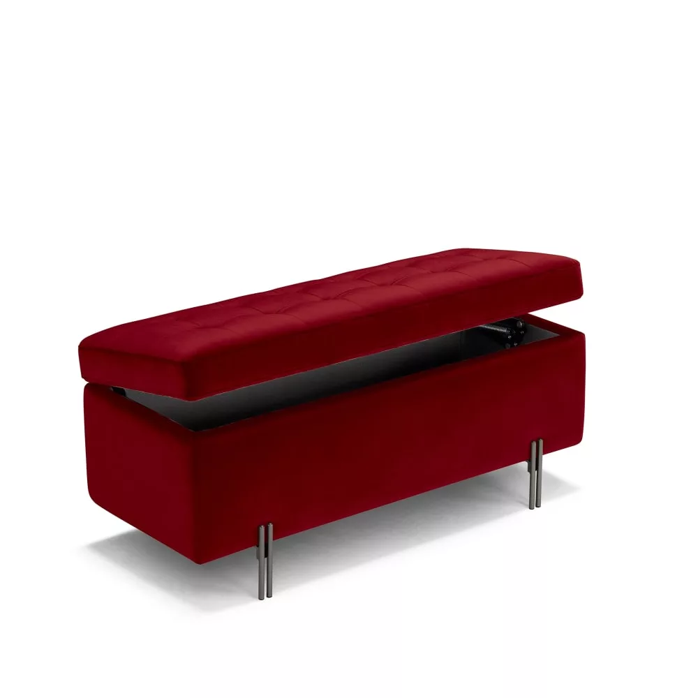 Banquette de rangement matelassée en velours