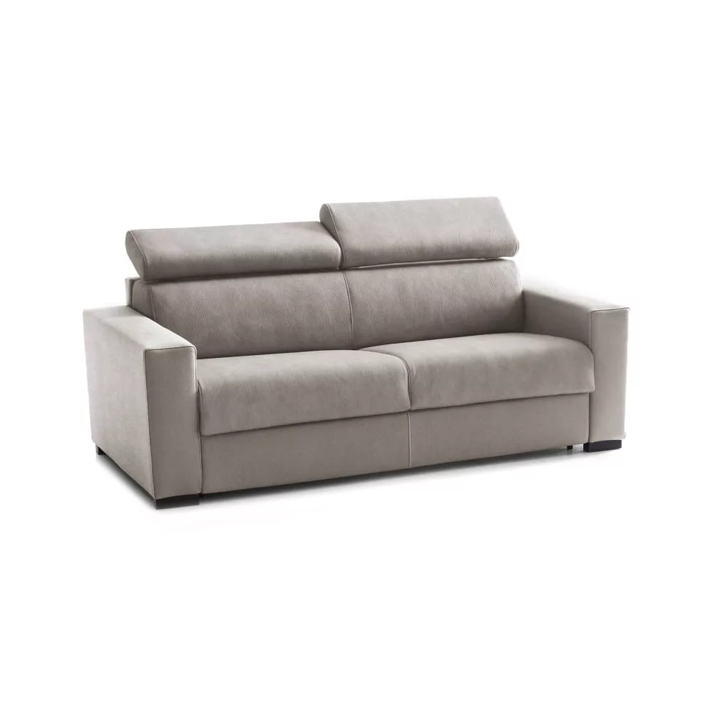 Canapé lit 3 places en similcuir tourterelle 220x95h85 cm
