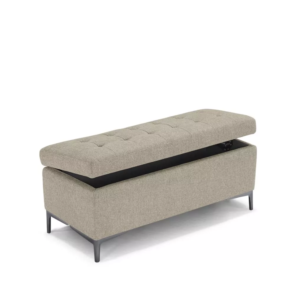 Banquette de rangement matelassée en tissu texturé