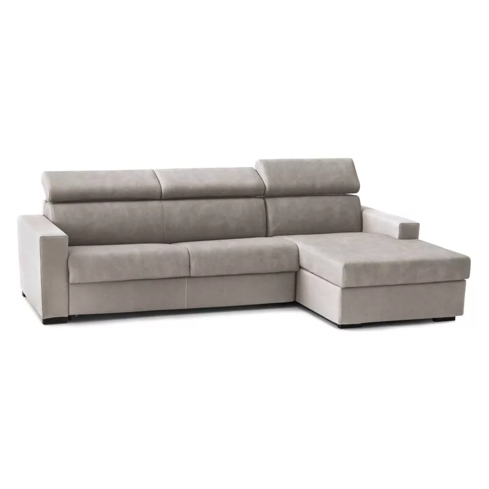 Canapé d'angle convertible en tissu tourterelle 260x95h85 cm