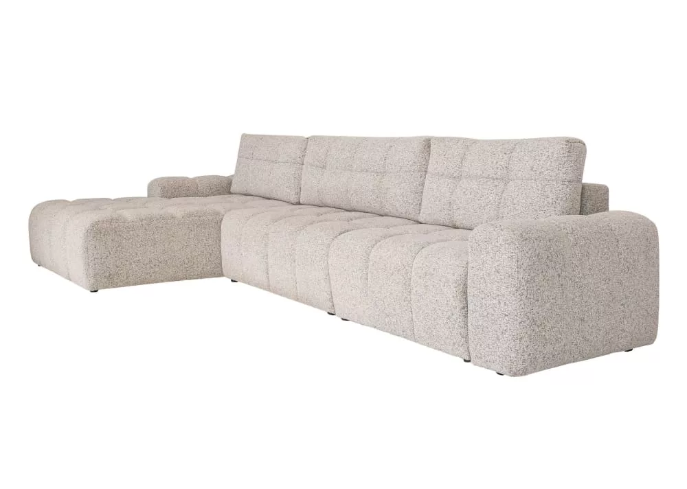 Canapé d'angle modulaire 5pl convertible, angle sel et poivre