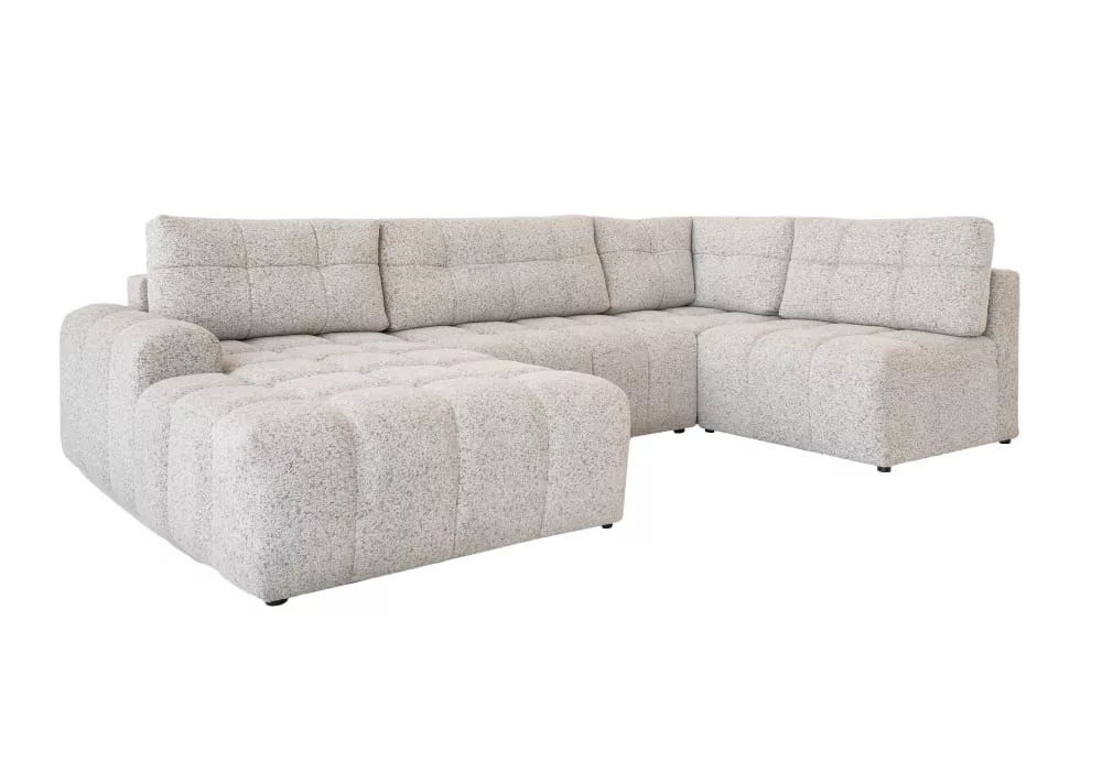 Canapé d'angle modulaire 8pl convertible, sel et poivre
