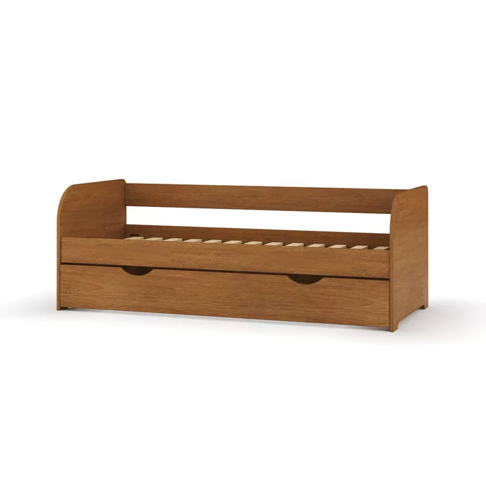 Lit banquette gigogne bois massif noisette