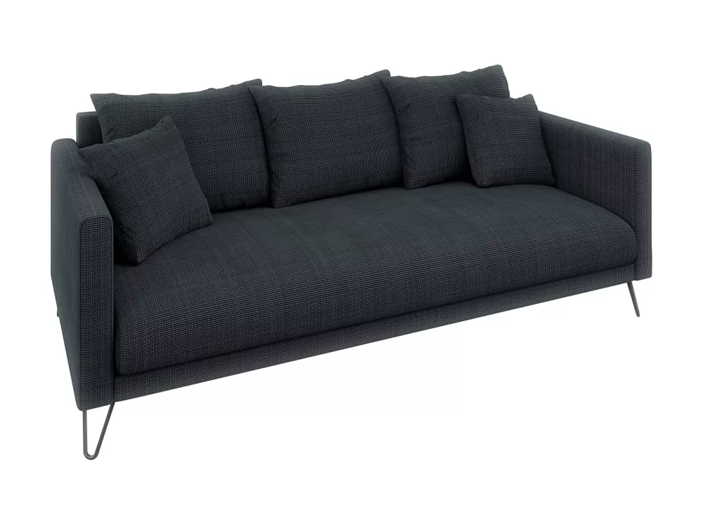 Canapé 3 places en tissu chenille graphite avec pieds en métal