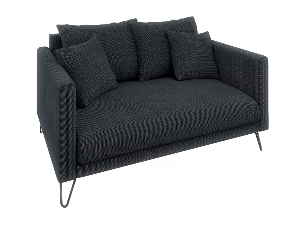 Canapé 2 places en tissu chenille graphite avec pieds en métal