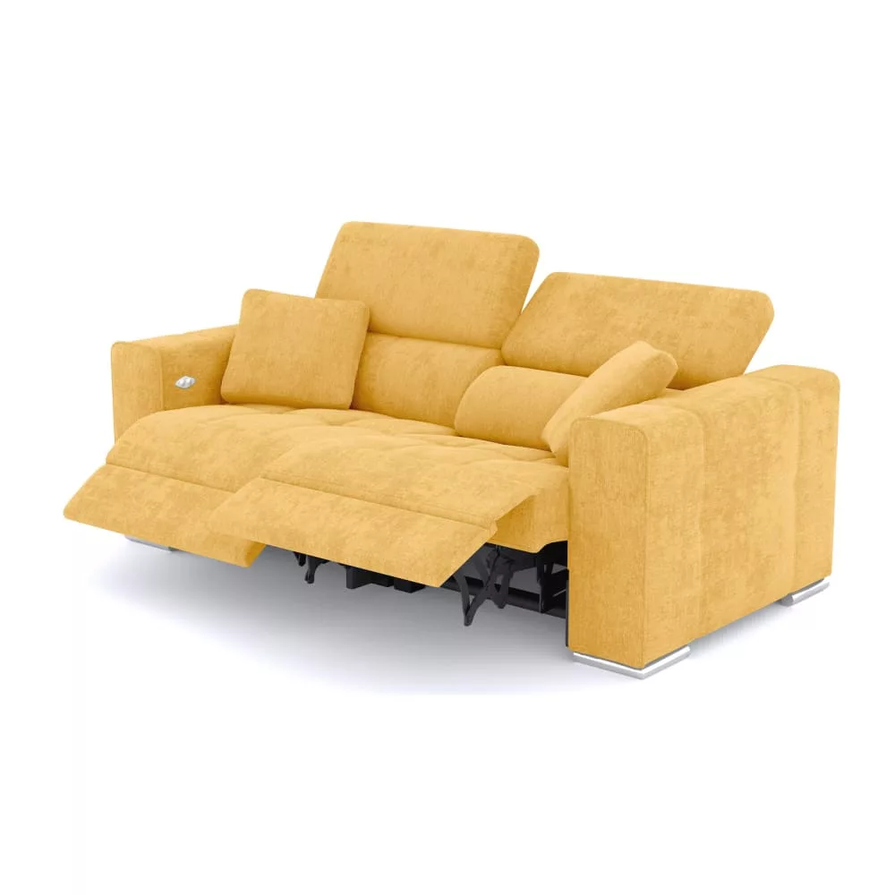Canapé 3 places avec 2 relax électriques tissu miel