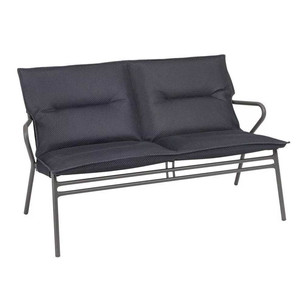 Banquette assise basse matelassée en acier