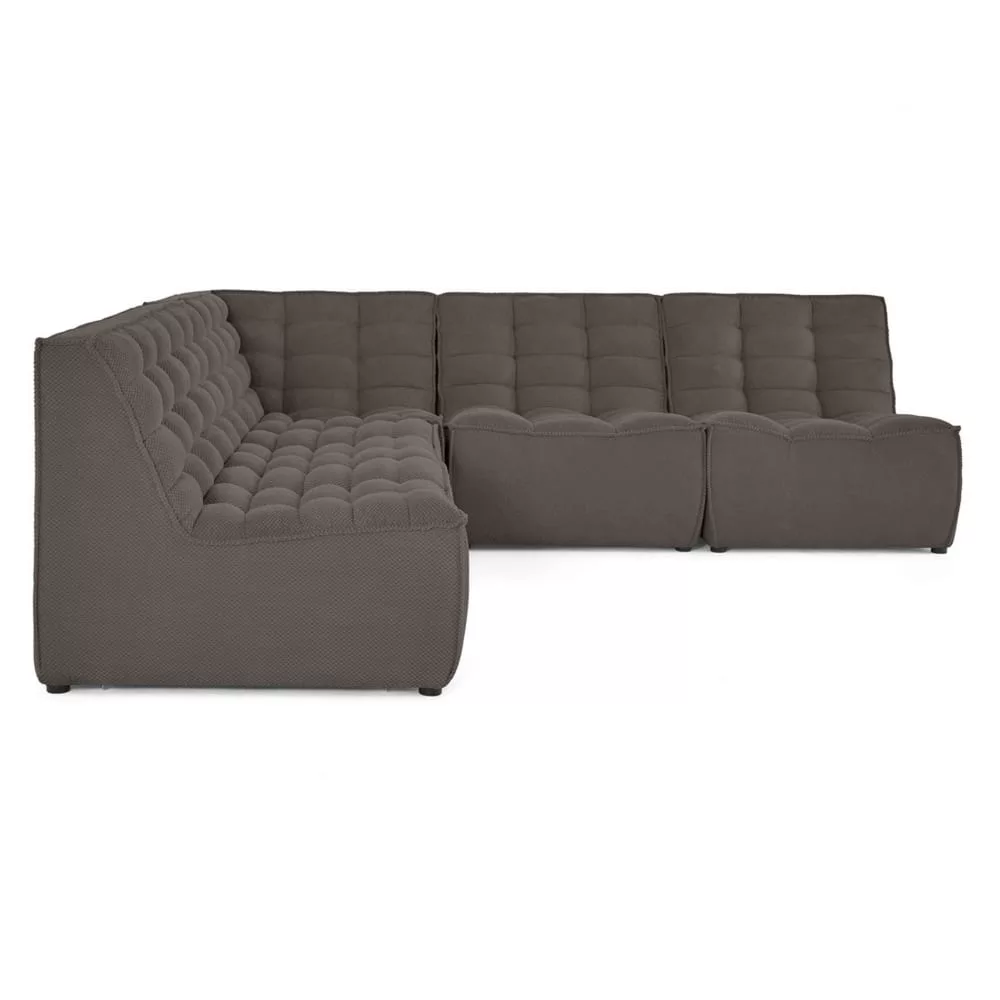 Canapé modulable 5 places angle réversible en velours texturé