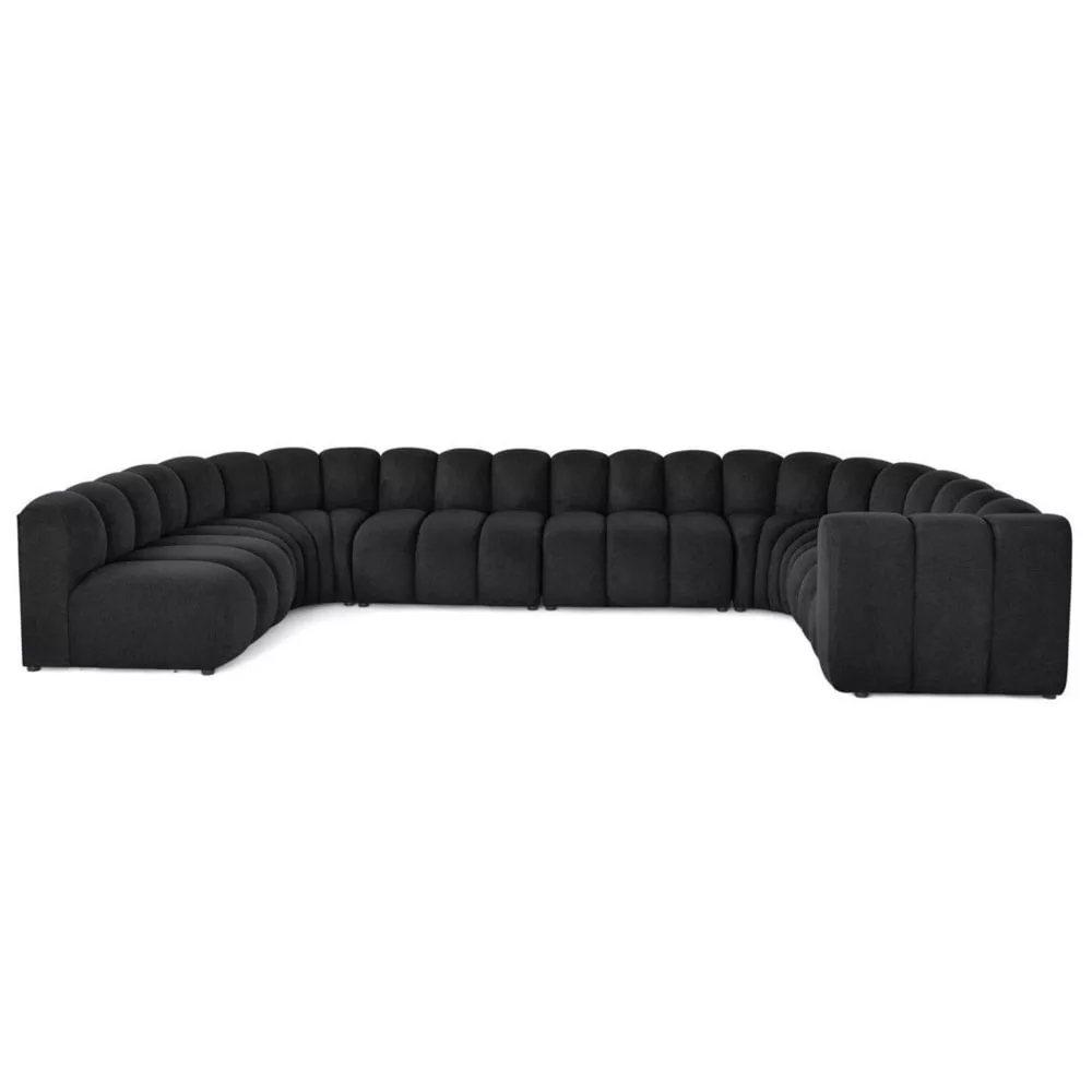 Canapé modulable 7 places angle en tissu texturé