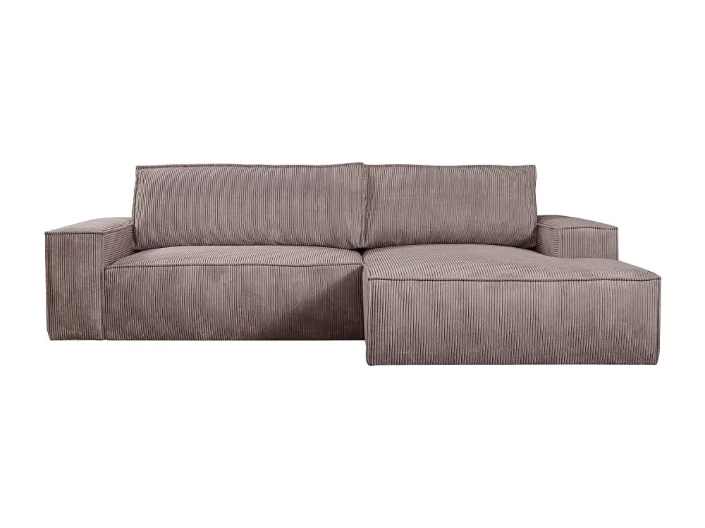 Canapé d'angle velours 4 places mauve