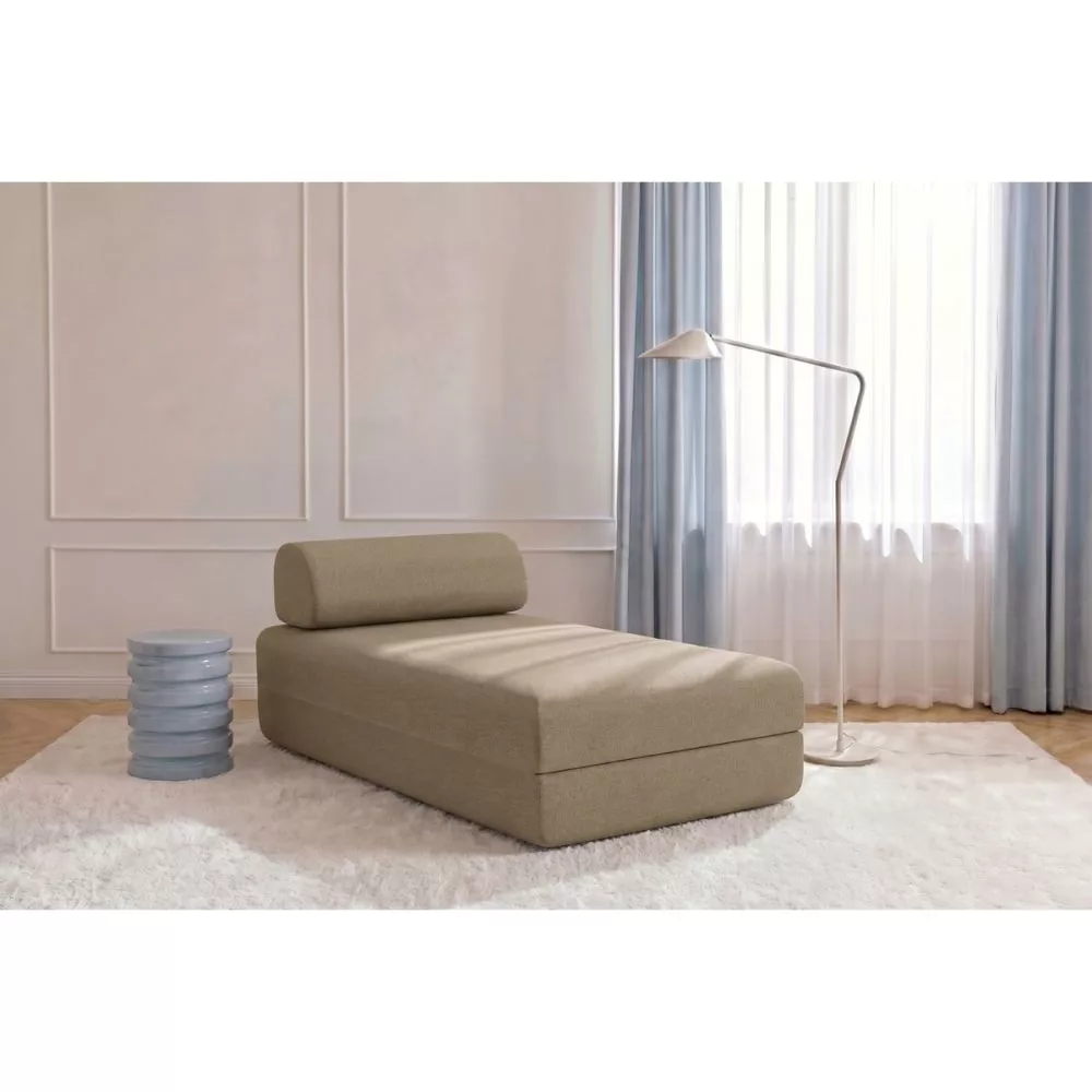 Méridienne convertible et modulable 3 places en tissu lisse
