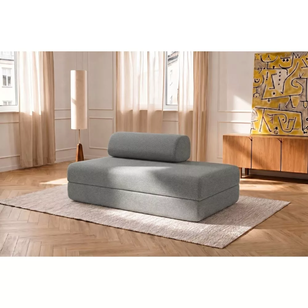 Canapé convertible et modulable 2 places en tissu lisse