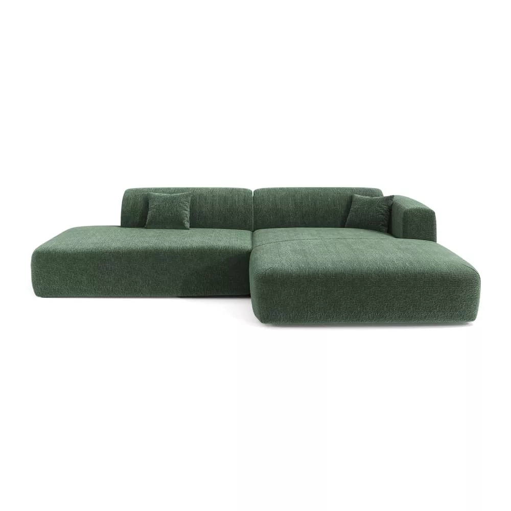 Canapé angle ouvert 5 places en velours à motifs