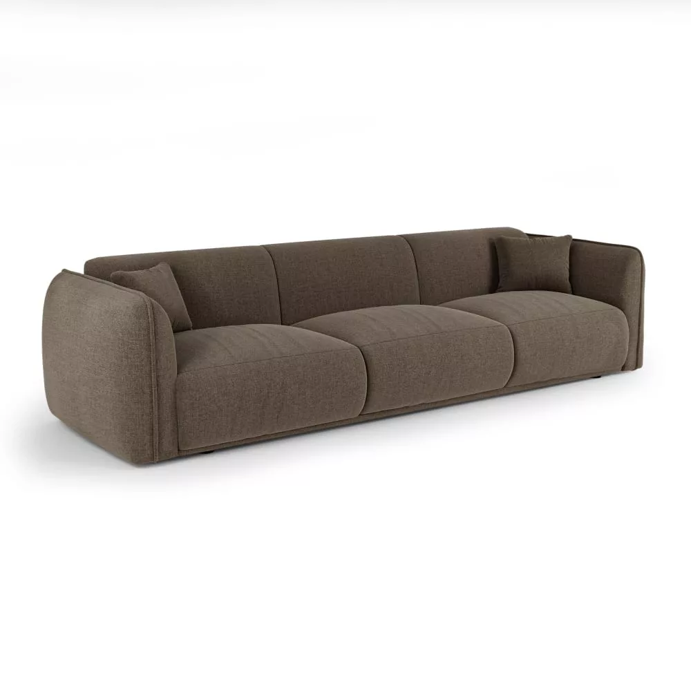 Canapé 4 places en tissu tramé toucher doux glacé